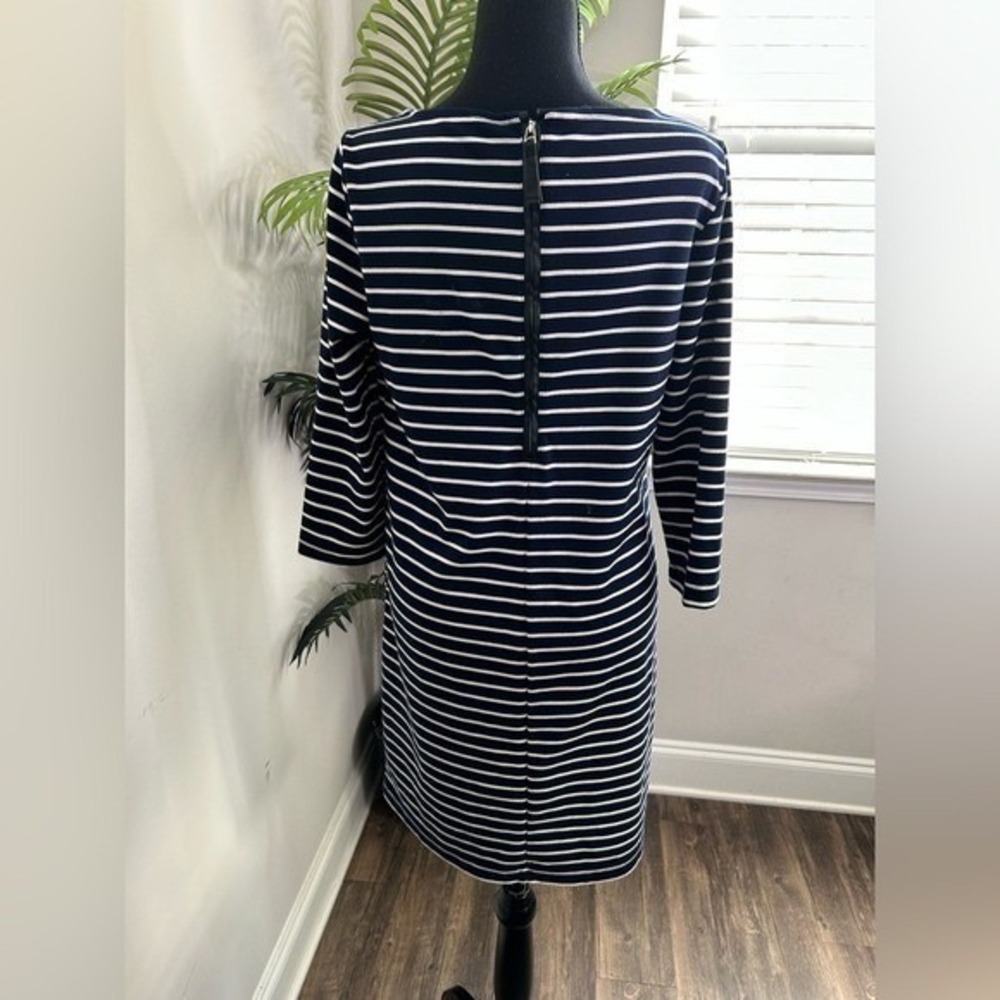 GAP‎ Navy White Striped Boatneck 3/4 Sleeve Casual Shift Dress Size S - Picture 3 of 4